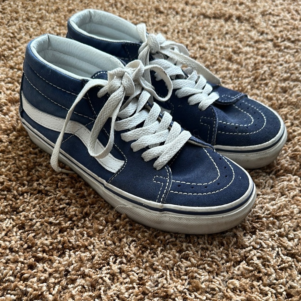 Vans Navy and White Sk8-Hi Style Lace-Up Sneakers